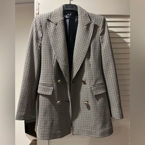 ZARA houndstooth tailored blazer size small
